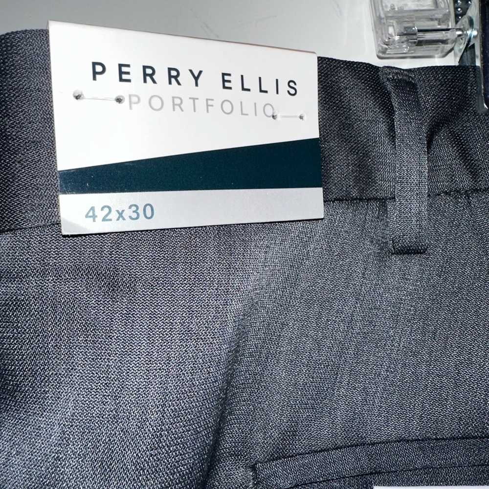 Perry Ellis Portfolio dress pants in dark grey.